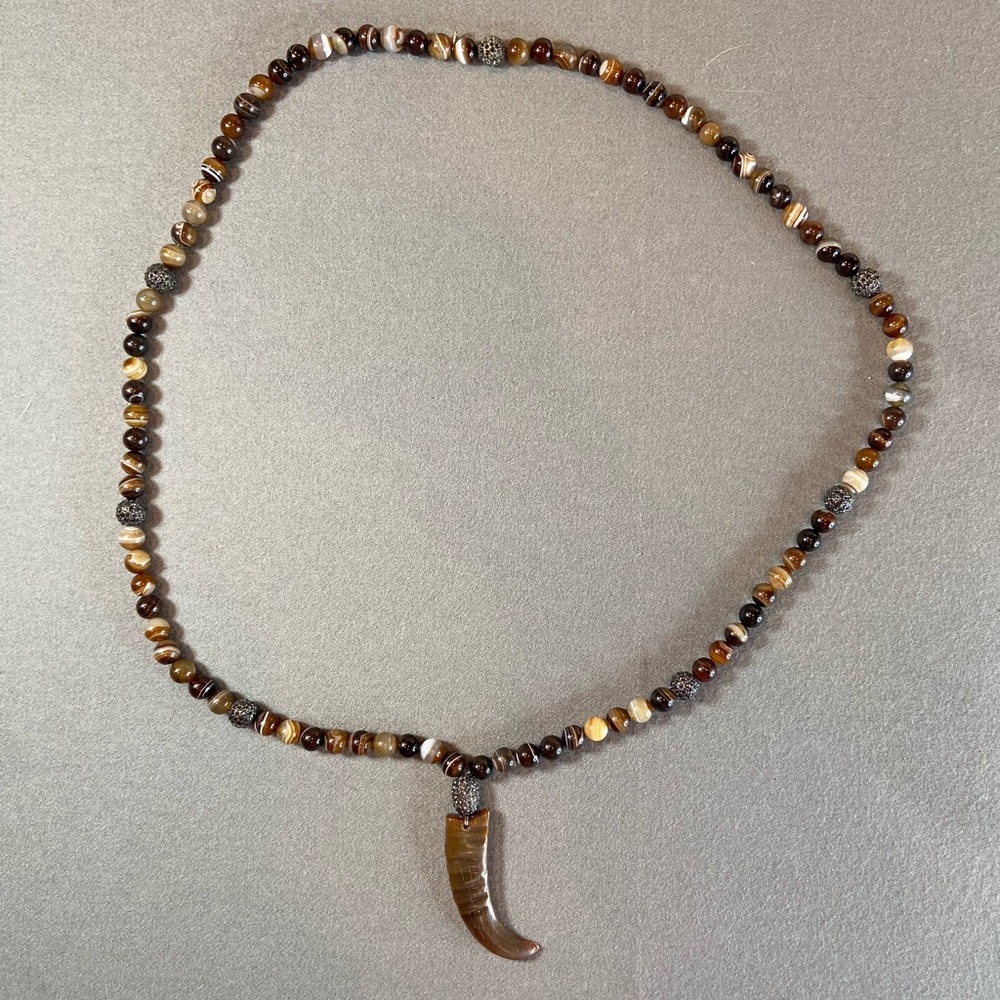 HipChik Couture Long Necklace with Tibetan Horn rhinestone beads‎